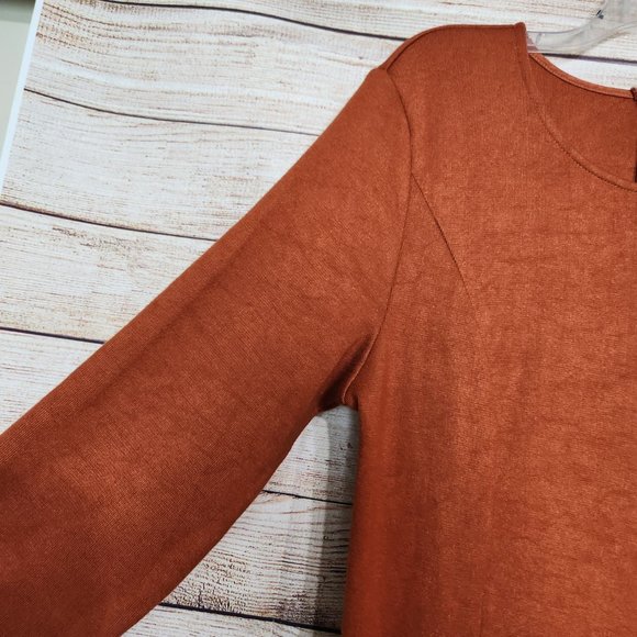 NWT Roolee Women's Burnt Orange Pockets Maxi Zipper Back Stretchy Dress Size M - Picture 4 of 16